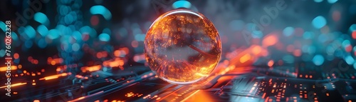Glowing Sphere Egg Orbital Tech Innovation: A Futuristic High-Res Digital Rendering