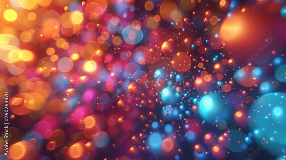 Naklejka premium Step into a colorful dreamscape, where vibrant shapes, lights, and bursts create a dreamlike atmosphere.