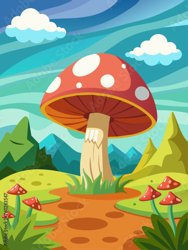 mushroom vector landscape background