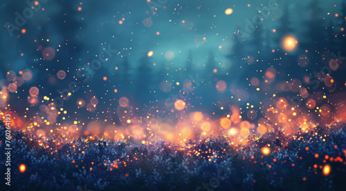 Twinkling bokeh lights with a mystical feel in a natural setting ai generated