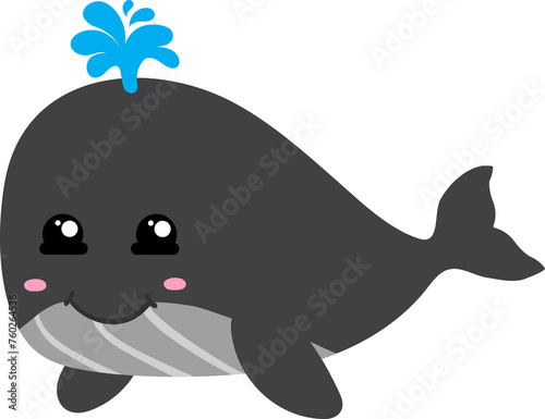 cute whale cartoon, sea, animal