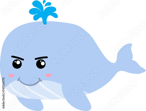 cute whale cartoon  sea  animal