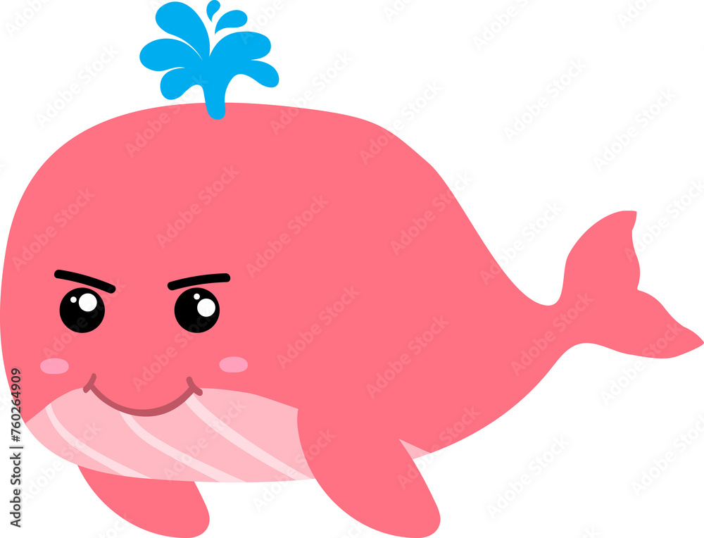 cute whale cartoon, sea animal