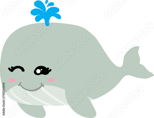 cute whale cartoon  sea animal