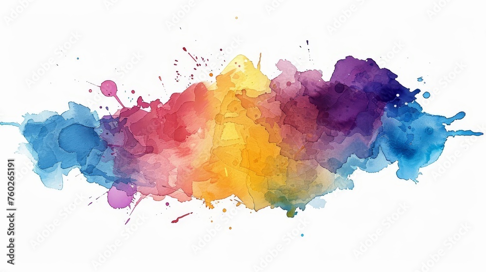 Expressive watercolor paint stain with organic edges and lively hues, perfect for adding an artistic touch to any project - PNG with transparent background