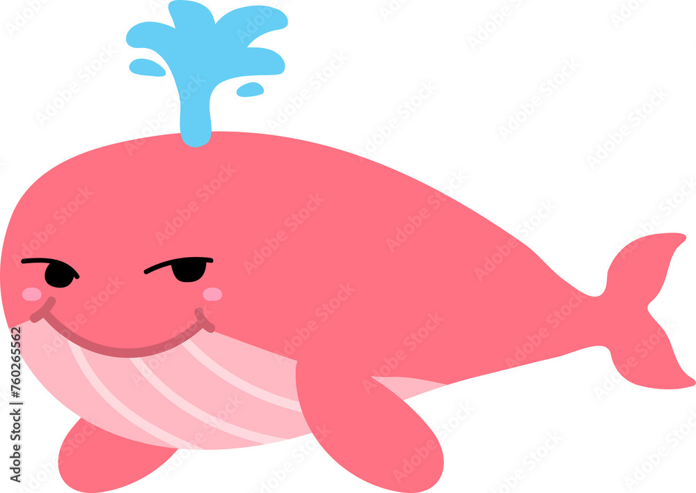 cute whale cartoon, sea animal