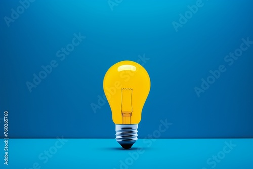 One illuminated light bulb in a group of dim ones, highlighting the concept of bright ideas leading the way photo