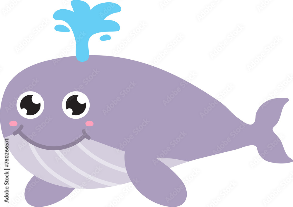 cute whale cartoon, sea, animal