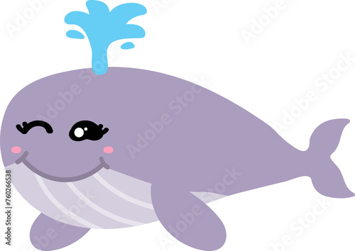 cute whale cartoon  sea  animal