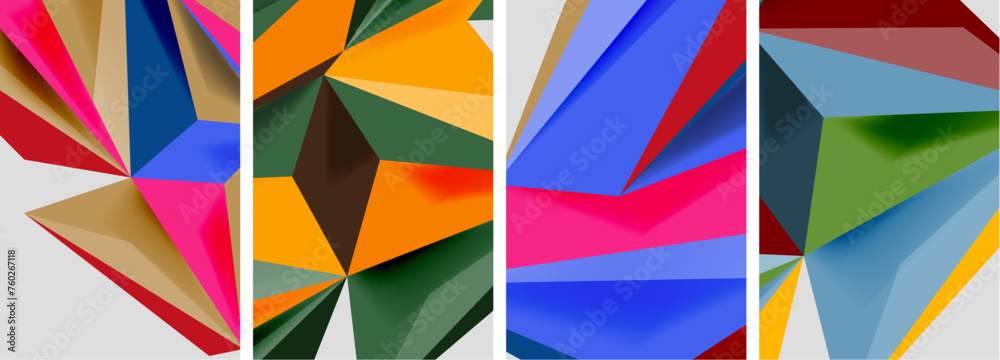 Set of mosaic triangle pattern abstract posters. Vector illustration For Wallpaper, Banner, Background, Card, Book Illustration, landing page