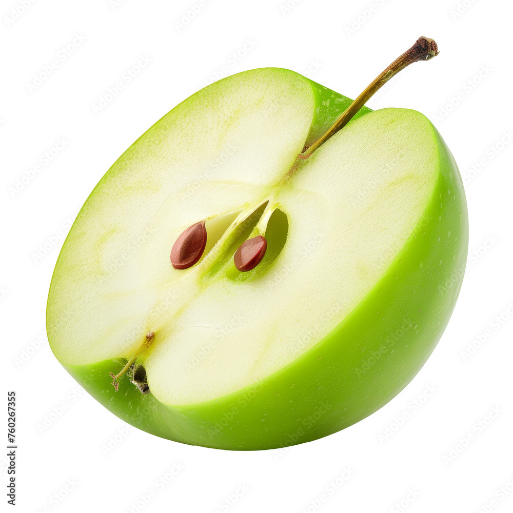 Green apple isolate. Apples on white background. Whole, half, slice ...