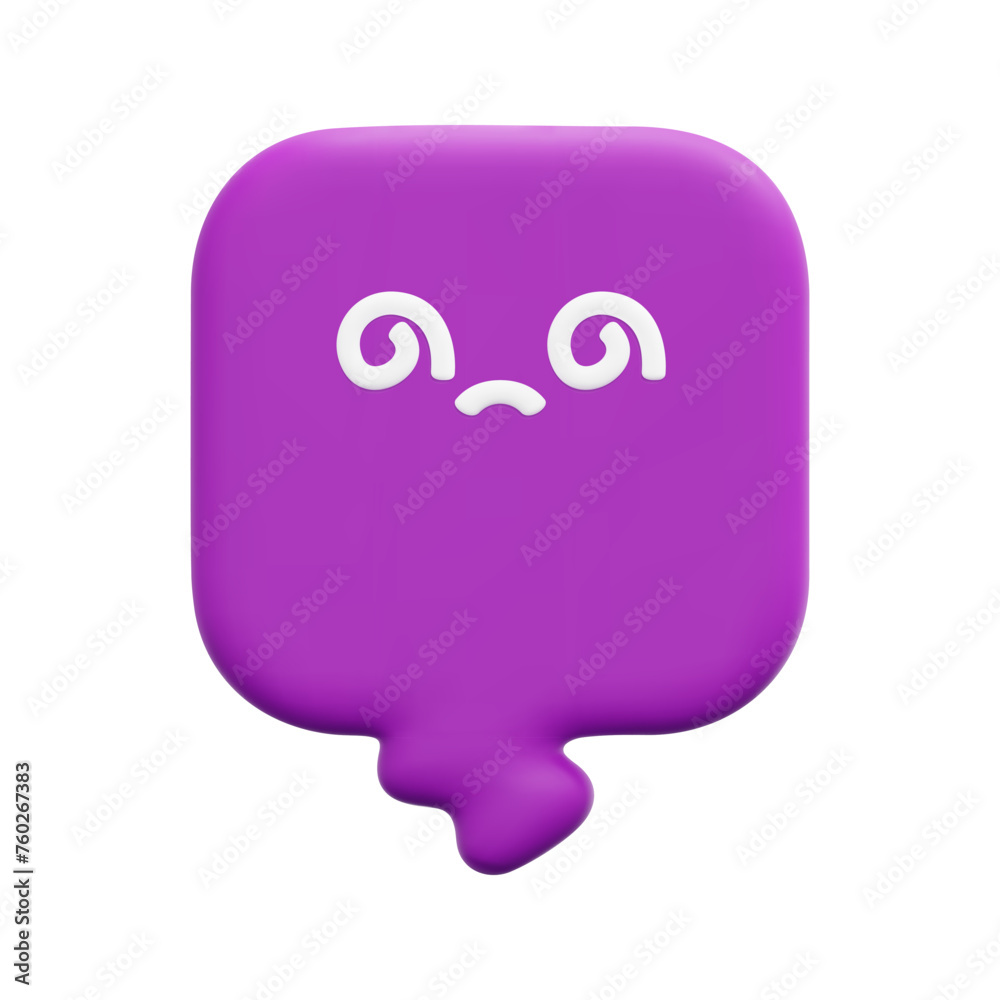 3d vector dizzy speech bubble icon. Isolated on white background. 3d social media communication concept. Cartoon minimal style. 3d chat icon vector render illustration. 3d vector dizzy speech bubble icon. Isolated on white background. 3d social media communication concept. Cartoon minimal style. 3d chat icon vector render illustration.
