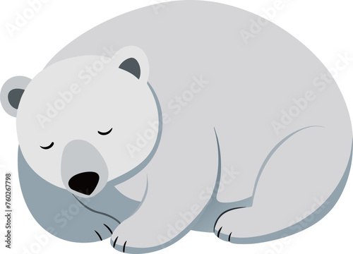 Fototapeta Naklejka Na Ścianę i Meble -  Sleeping polar bear on a white background. Vector illustration.