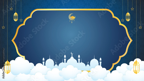 Islamic background design with text space for ramadan kareem, eid mubarak, and islamic new year. Abstract background with islamic ornament, arabic geometric texture, mosque, and ramadan lantern.