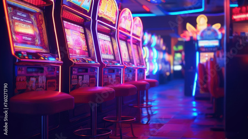 Casino Slot Machine Room Aglow with Vivid Colors © didiksaputra