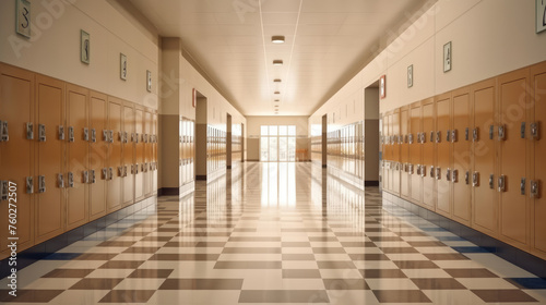 Contemporary School Corridor with Modern Lockers