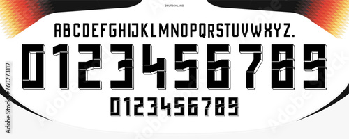 font vector team 2024 kit sport style font, germany font. retro football style font with lines and points inside. sports style letters and numbers for soccer team photo
