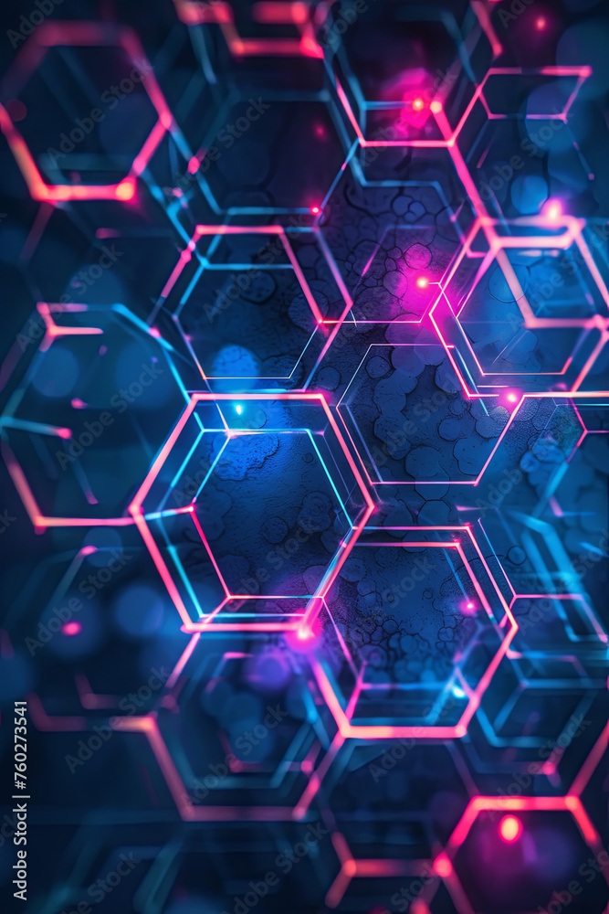 Geometric hexagon pattern with neon light Geometric hexagon pattern with neon light