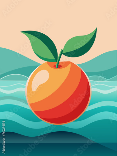 A glass of water with slices of nectarine resting on top.
