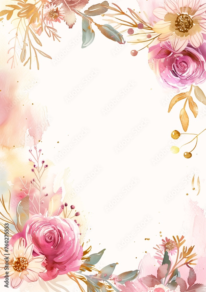 flower frame pink flowers template layout large vertical blank spaces three quarter notes list wilted clipboard city old parchment profile battlefield background
