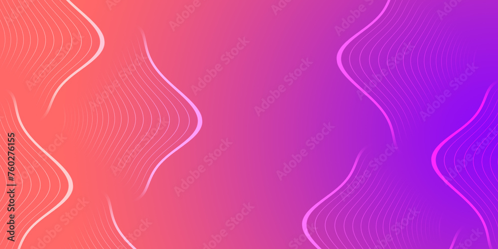 Line art style with copy space. Gradient red and purple background. Colorful concept glowing curve illustration. Modern digital technology background