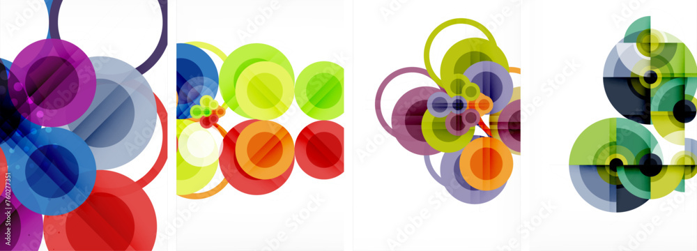 World of geometric elegance with abstract circle poster set. Circles intertwine in a symphony of shapes and colors, offering a contemporary visual feast for your design World of geometric elegance with abstract circle poster set. Circles intertwine in a symphony of shapes and colors, offering a contemporary visual feast for your design