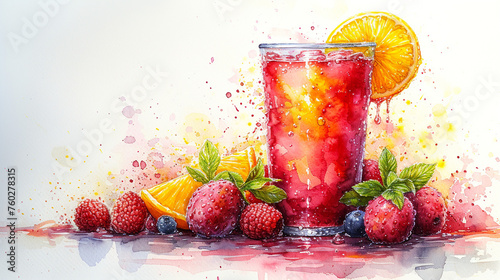 Fruit juice watercolor painting