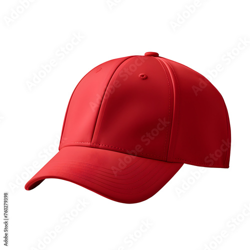 Blank red baseball cap mockup template isolated on white and transparent background