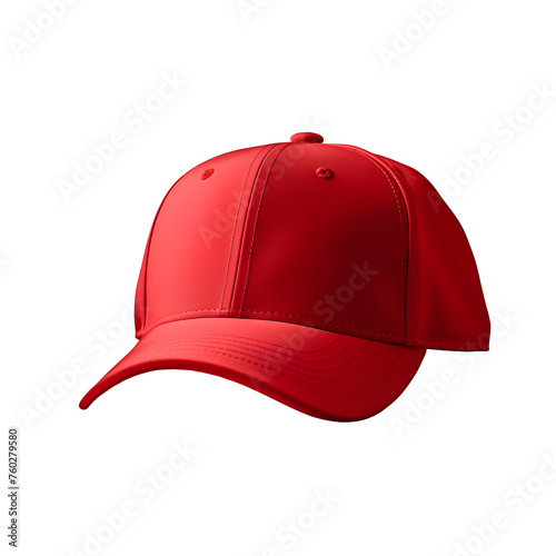 Blank red baseball cap mockup template isolated on white and transparent background