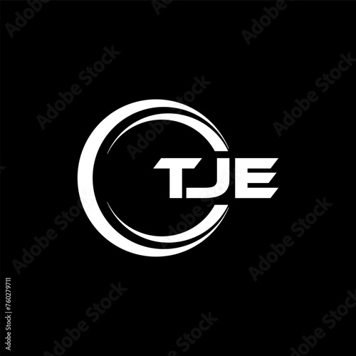 TJE letter logo design with black background in illustrator, cube logo, vector logo, modern alphabet font overlap style. calligraphy designs for logo, Poster, Invitation, etc. photo