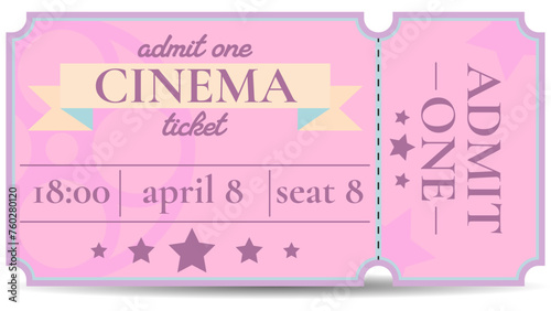 Admit One Cinema Ticket Pink