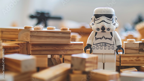 Lego Star Wars Characters Displayed in Nonthaburi, Thailand - February 16, 2017, Creative Lego Artwork, Sci-Fi Movie Toys Collection, Generative AI

 photo