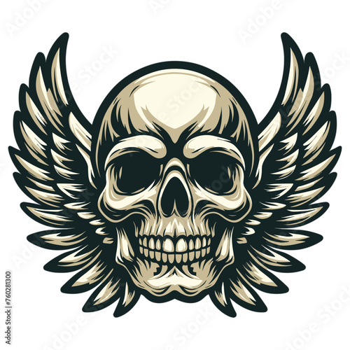 scary dead skull with wings mascot vector