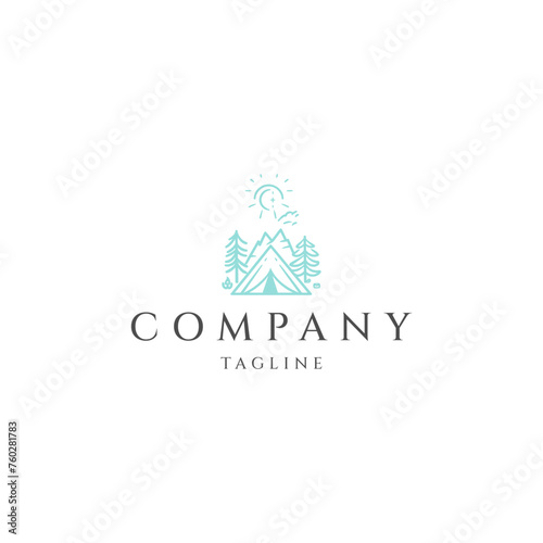 Camping logo vector icon flat design