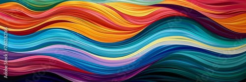 Colorful wavy lines in a rhythmic pattern - This image showcases colorful, flowing wavy lines that suggest movement and harmony, resembling a visual rhythm