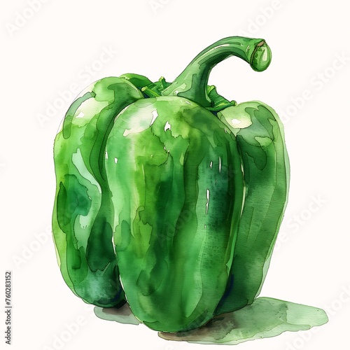 green pepper sitting table illustration specular clipboard canvas perfectly shaded