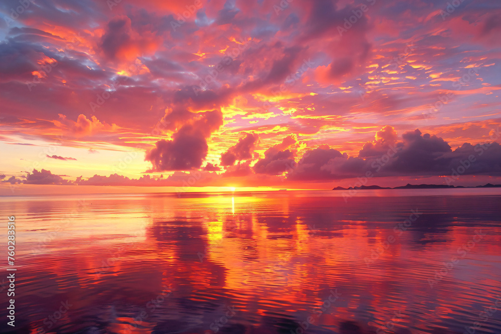 a sunset over a body of water with clouds