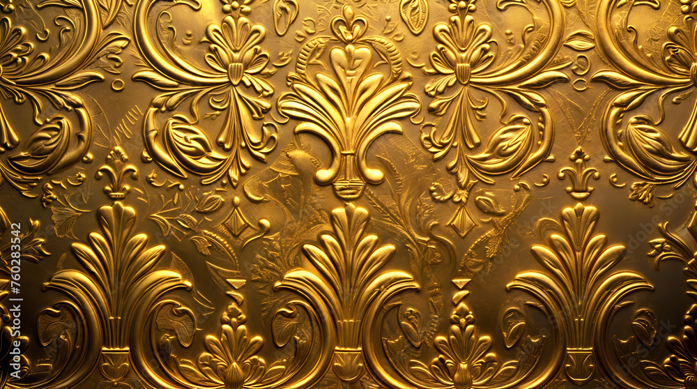 The image features a golden floral pattern on a black background
