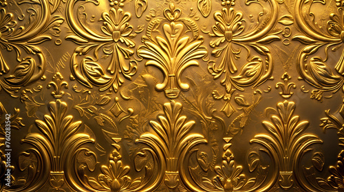 The image features a golden floral pattern on a black background