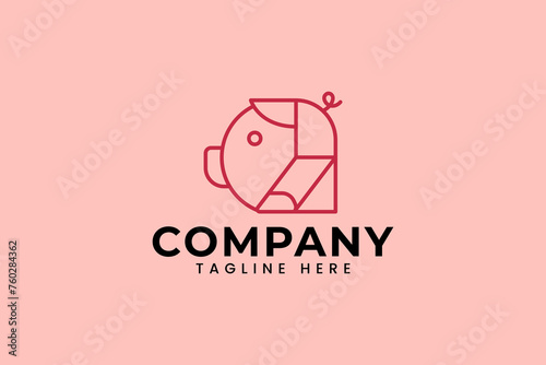 pig geometry logo design for animal food farm restaurant company business