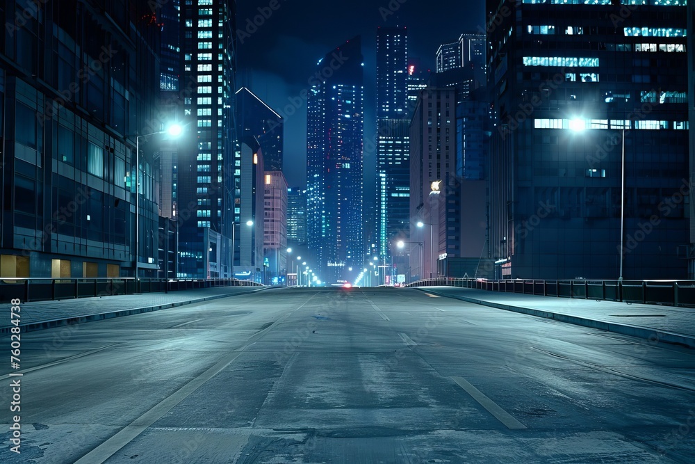 empty concrete street at night