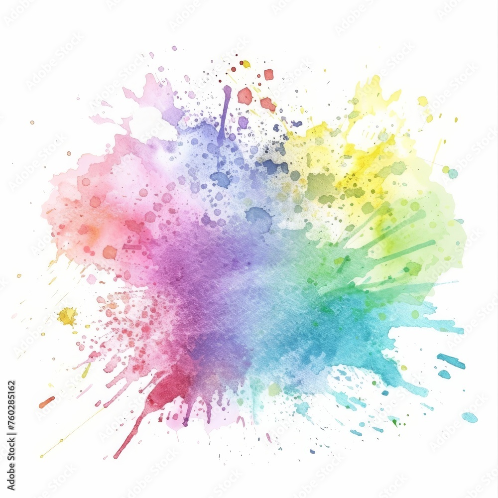 Colorful watercolor splatter featuring vibrant shades of green, yellow, and pink, perfect for dynamic compositions.