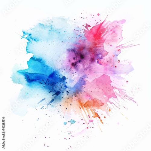 Dramatic watercolor splash in blue and pink, a vivid canvas for abstract and emotional art pieces.