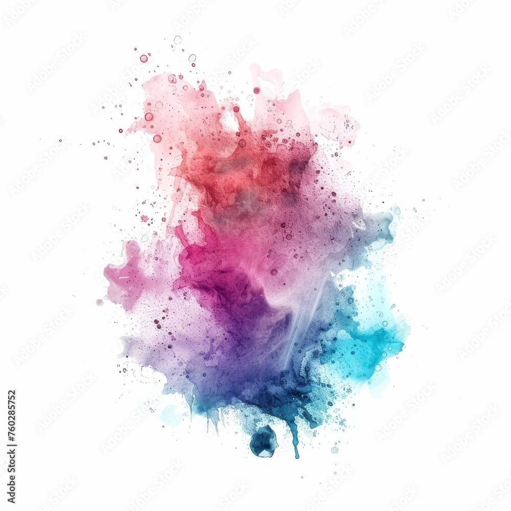 Abstract artistry with a watercolor splash of deep blue and bright pink, perfect for striking backgrounds.