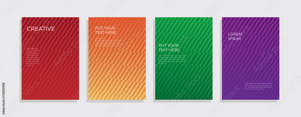 Set of minimal covers design with geometric lines colorful gradient vector background. Modern template design for web or cover Set of minimal covers design with geometric lines colorful gradient vector background. Modern template design for web or cover
