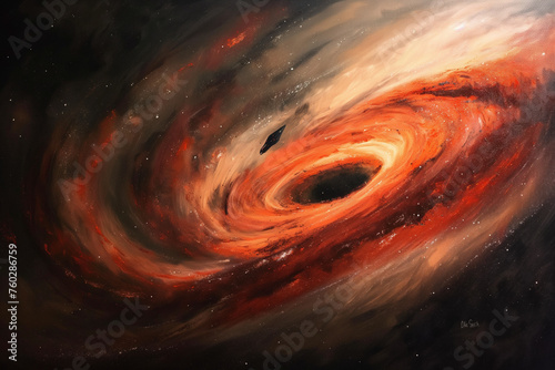Painting of a black hole in space 