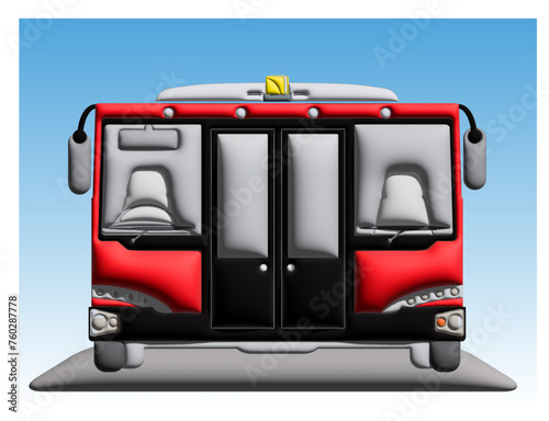 Front View 3D of wide body airport ground bus