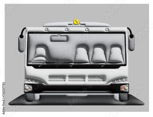 Front View 3D of wide body airport ground bus