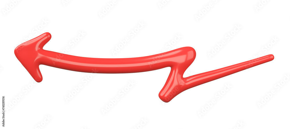 3D Red Curved Arrow Isolated on transparent background. 3D Red Curved Arrow Isolated on transparent background.