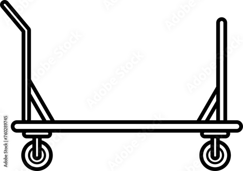 Luggage Cart Outline Illustration Vector